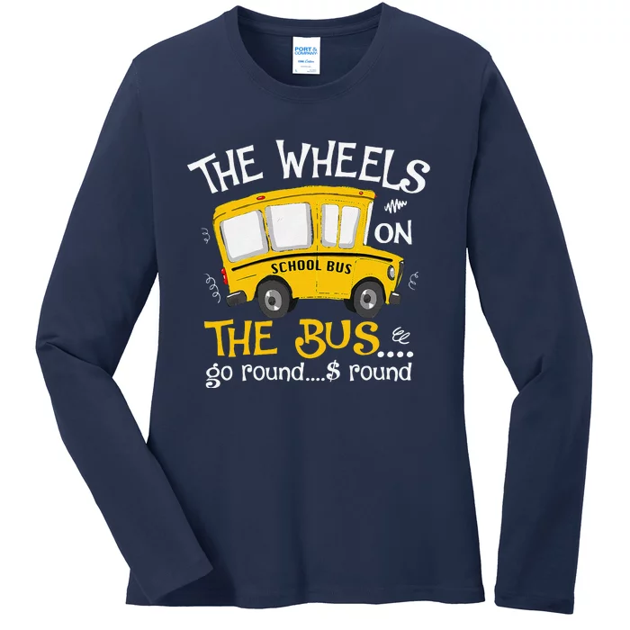 Back To School The Wheels On The Bus Ladies Long Sleeve Shirt