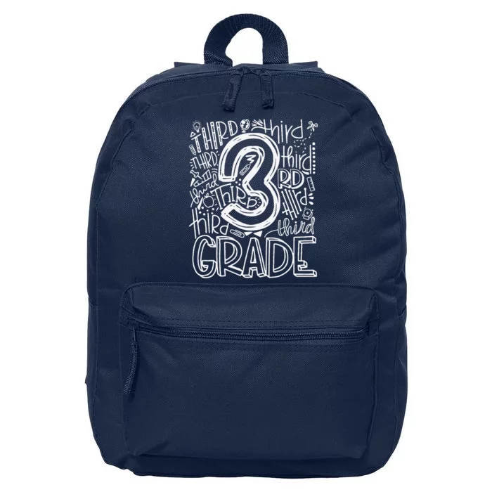 Back To School First Day Of School Typography Third Grade Gift 16 in Basic Backpack