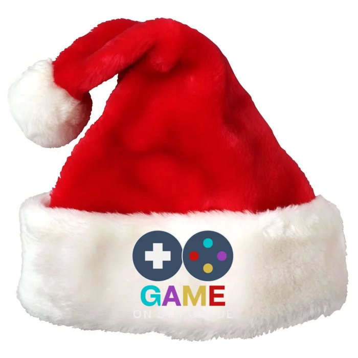 Back To School Game On 5th Grade Funny Gamer Premium Christmas Santa Hat