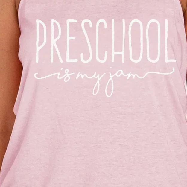 Back To School Preschool Is My Jam PreK Teachers Student Women's Knotted Racerback Tank