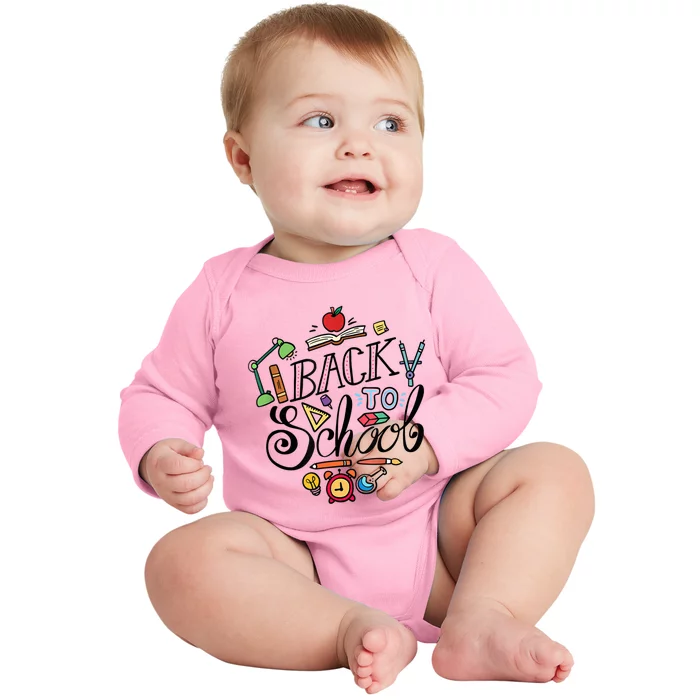 Back To School Teachers Happy First Day Of School Gift Baby Long Sleeve Bodysuit