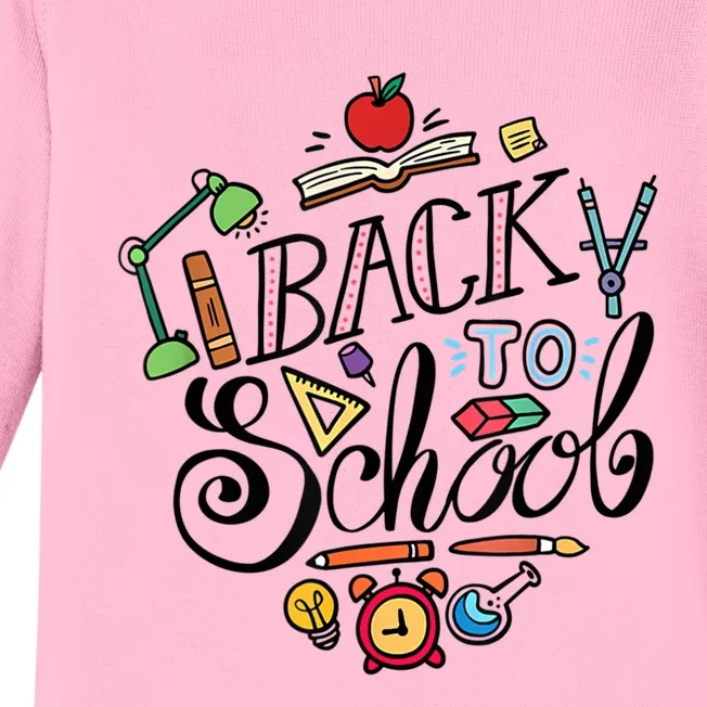 Back To School Teachers Happy First Day Of School Gift Baby Long Sleeve Bodysuit