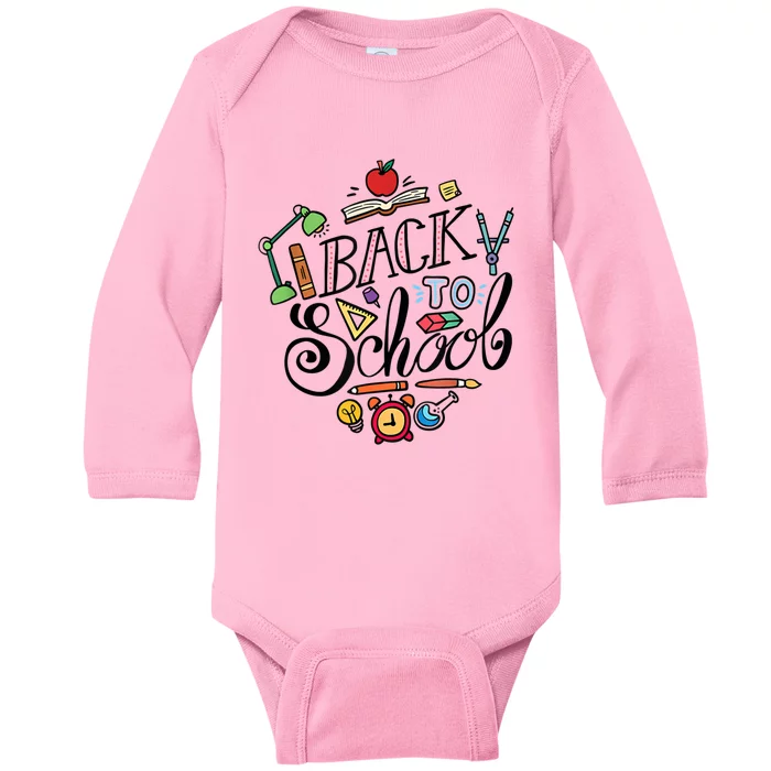 Back To School Teachers Happy First Day Of School Gift Baby Long Sleeve Bodysuit