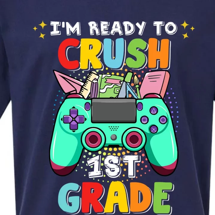 Back To School Im Ready To Crush 1St Grade Video Game Meaningful Gift Sueded Cloud Jersey T-Shirt