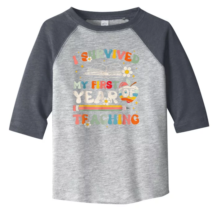 Back To School I Survived My First Year Of Teaching Groovy Toddler Fine Jersey T-Shirt