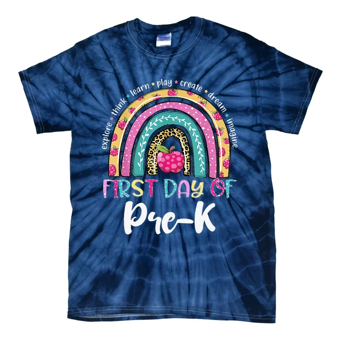 Back To School Rainbow Happy First Day Of PreK Gift Tie-Dye T-Shirt