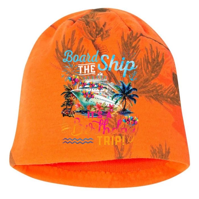 Board The Ship ItS A Birthday Trip Cruise Birthday Vacation Kati - Camo Knit Beanie