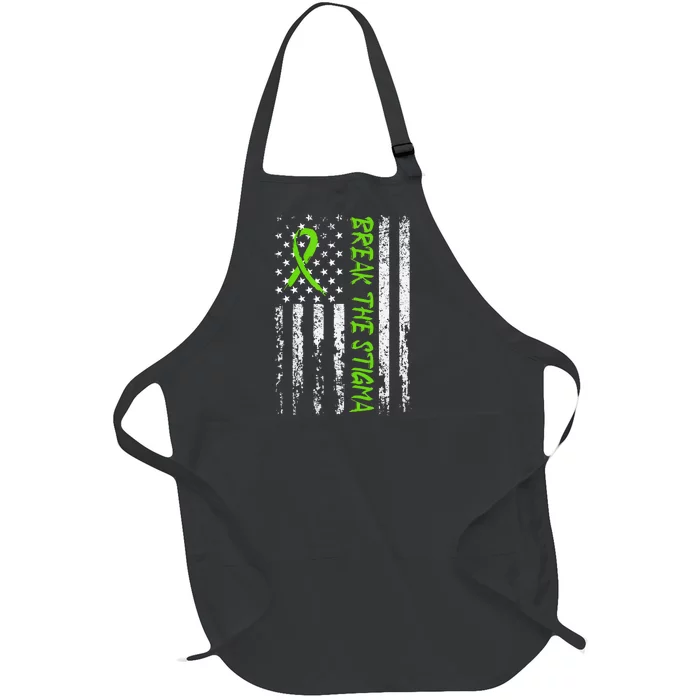 Break The Stigma Green Mental Health Awareness Full-Length Apron With Pocket