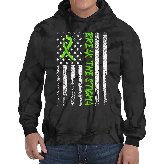 Break The Stigma Green Mental Health Awareness Tie Dye Hoodie