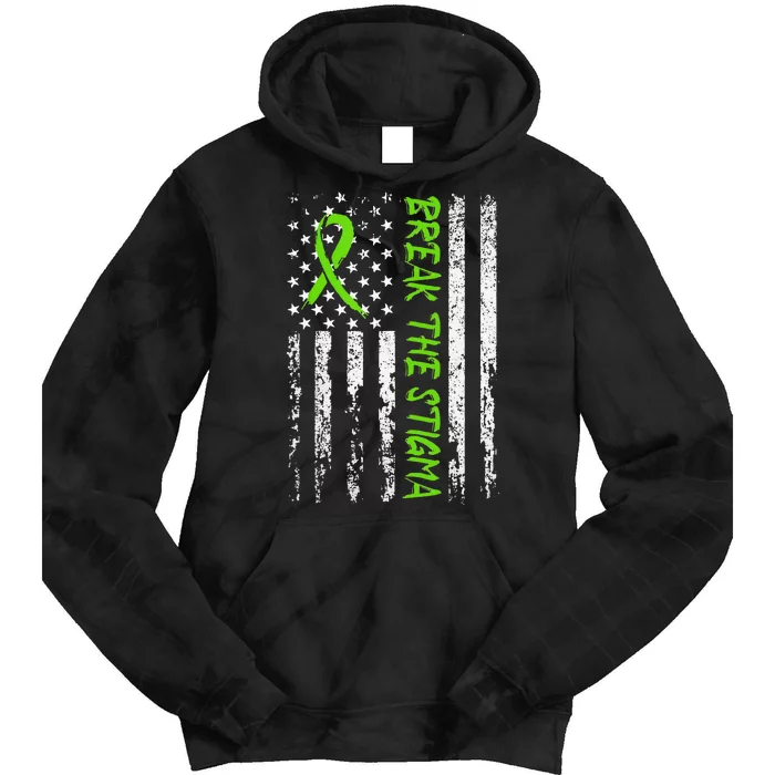 Break The Stigma Green Mental Health Awareness Tie Dye Hoodie