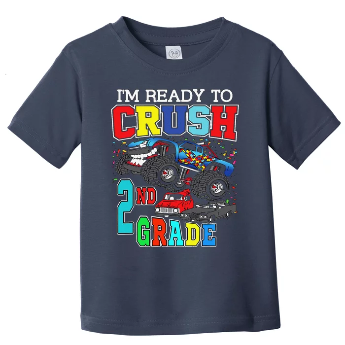 Back To School Monster Truck Ready To Crush 2nd Grade Autism Toddler T-Shirt