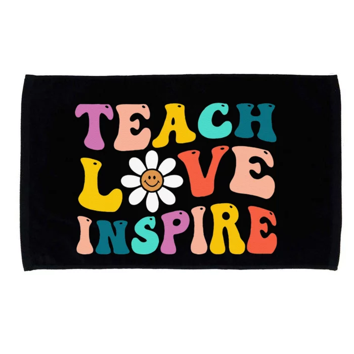 Back To School Teach Love Inspire Retro Teachers Funny Microfiber Hand Towel