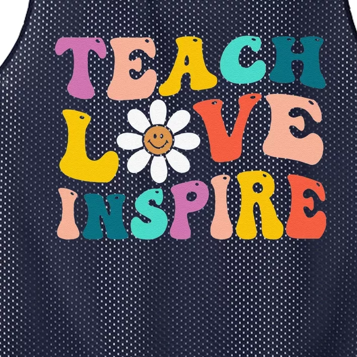 Back To School Teach Love Inspire Retro Teachers Funny Mesh Reversible Basketball Jersey Tank