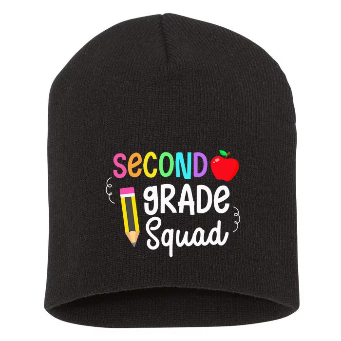 Back To School 2nd Grade Squad 2nd Graders Crew Team Funny Short Acrylic Beanie