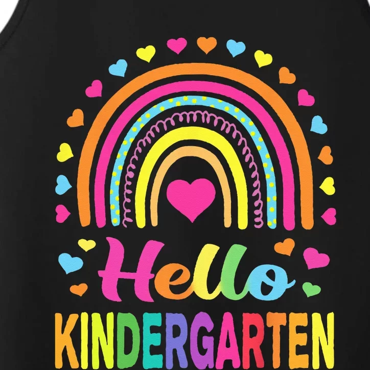 Back To School Hello Kindergarten Squad Teachers Performance Tank