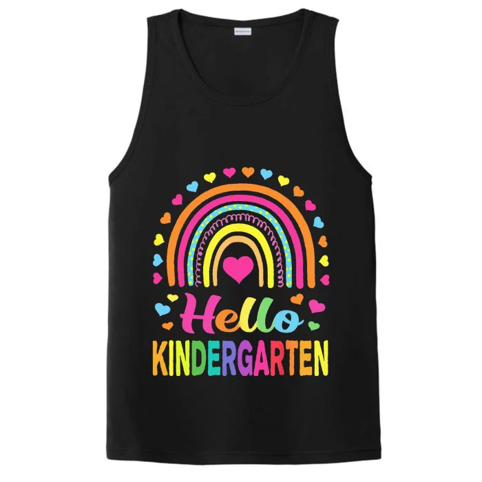 Back To School Hello Kindergarten Squad Teachers Performance Tank