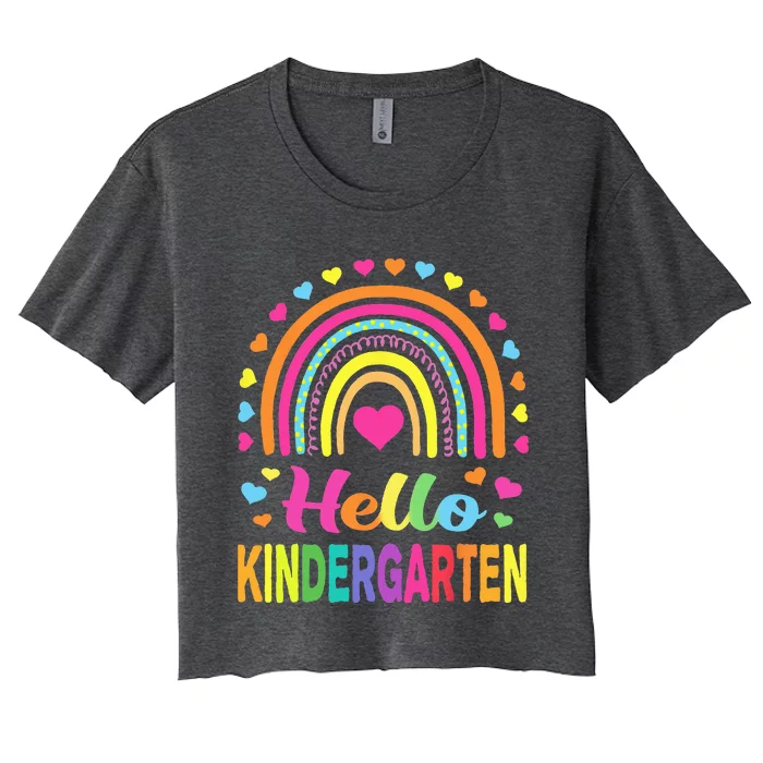 Back To School Hello Kindergarten Squad Teachers Women's Crop Top Tee