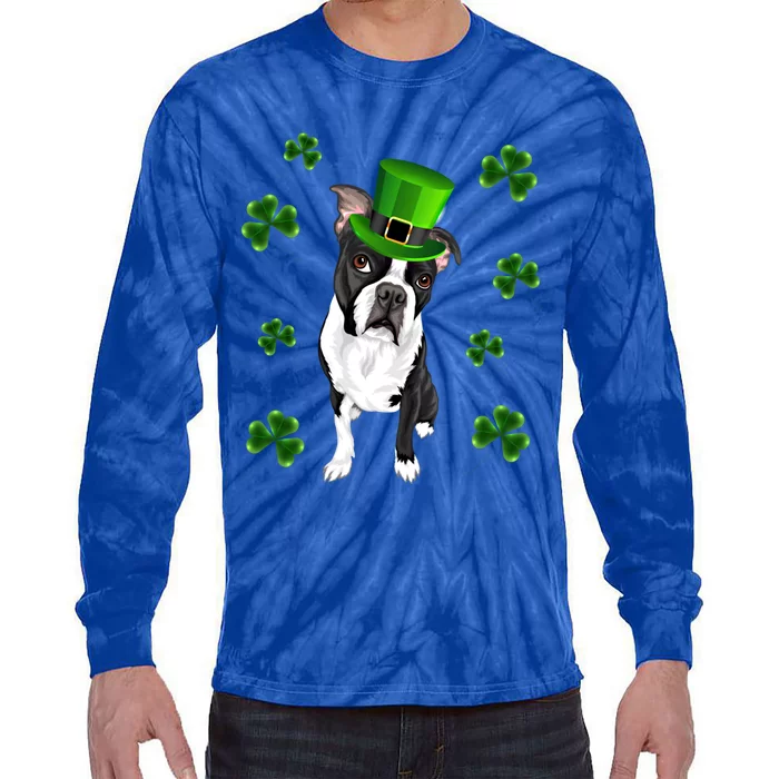 Boston Terrier St Patrick's Day Leprechaun Irish Dog Mom Gift Tie-Dye Long Sleeve Shirt