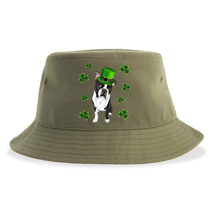 Boston Terrier St Patrick's Day Leprechaun Irish Dog Mom Gift Sustainable Bucket Hat