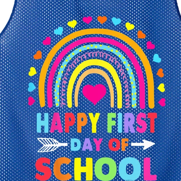 Back To School Funny Happy First Day Of School For Teachers Mesh Reversible Basketball Jersey Tank