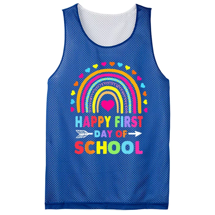 Back To School Funny Happy First Day Of School For Teachers Mesh Reversible Basketball Jersey Tank