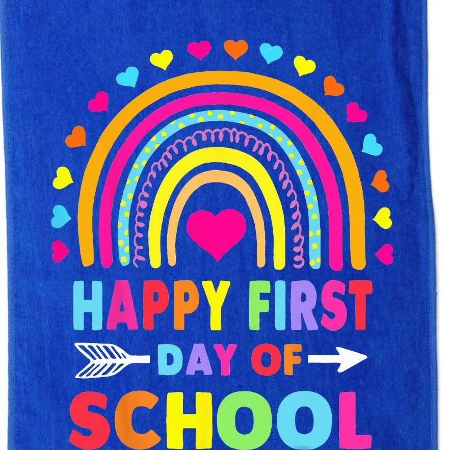 Back To School Funny Happy First Day Of School For Teachers Platinum Collection Golf Towel