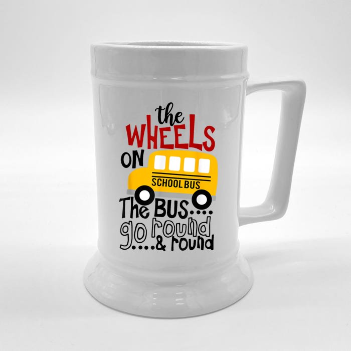 Back To School Funny The WHEELS On The BUS Toddlers Kids Boy Front & Back Beer Stein