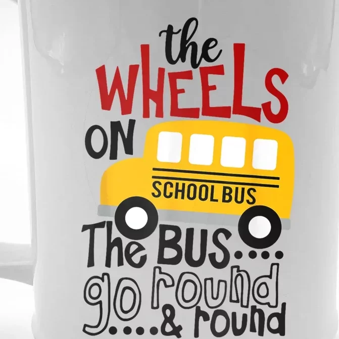 Back To School Funny The WHEELS On The BUS Toddlers Kids Boy Front & Back Beer Stein