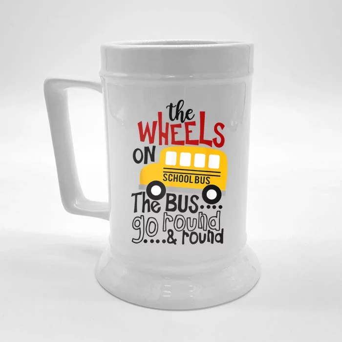 Back To School Funny The WHEELS On The BUS Toddlers Kids Boy Front & Back Beer Stein