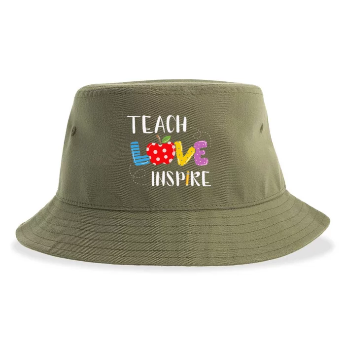 Back To School Teach Love Inspire Teaching Kindness Teacher Sustainable Bucket Hat