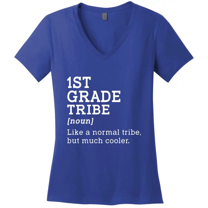 Back To School 1st Grade Tribe Teacher First Grade Team Gift Women's V-Neck T-Shirt