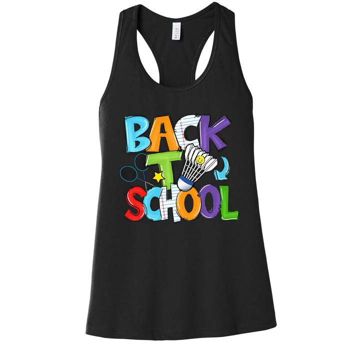 Back To School Badminton Players Funny First Day Of School Women's Racerback Tank