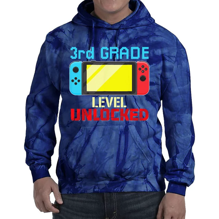 Back To School Video Gamer 3rd Grade Level Unlocked Tie Dye Hoodie