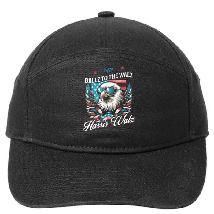 Ballz To The Walz Harris Walz 2024 Sunglasses Eagle Election 7-Panel Snapback Hat