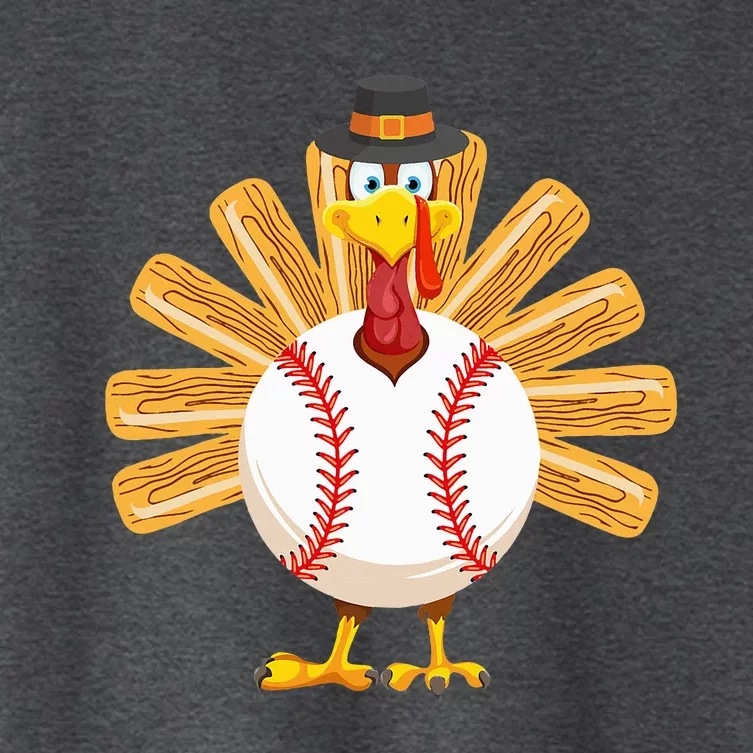 Baseball Turkey Thanksgiving Mom Women's Crop Top Tee