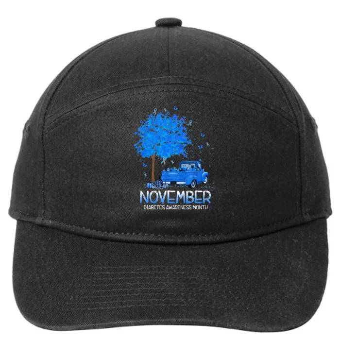 Blue Tree Truck Pumpkin November Diabetes Awareness Month 7-Panel Snapback Hat