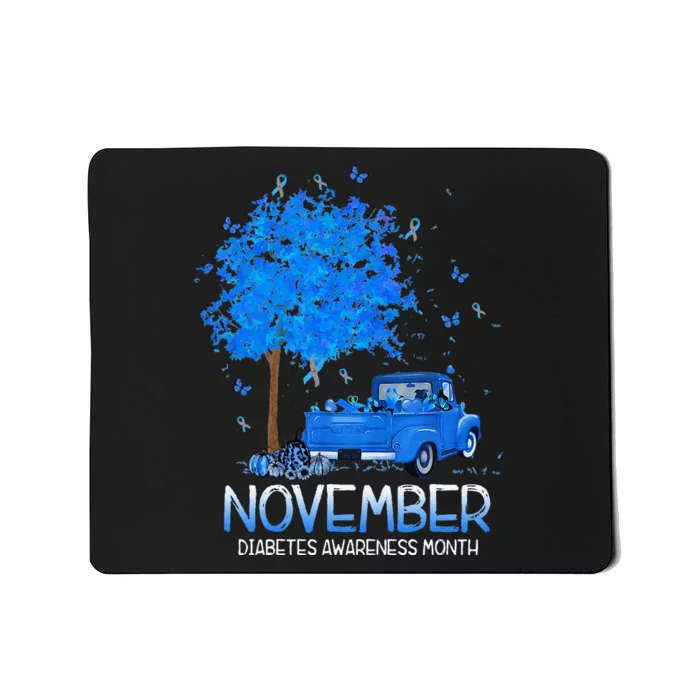 Blue Tree Truck Pumpkin November Diabetes Awareness Month Mousepad