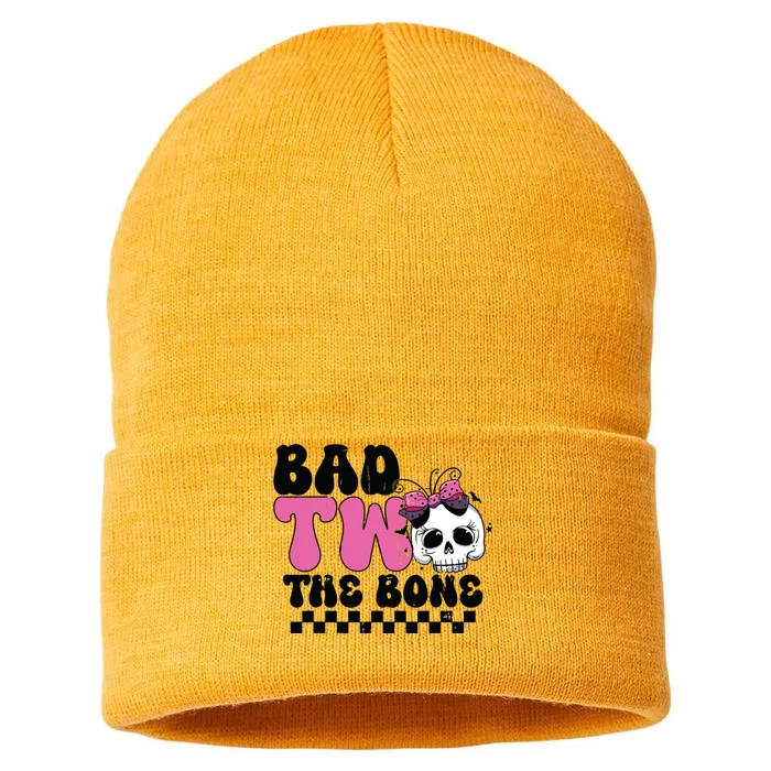 Bad Two The Bone Birthday 2nd Halloween Birthday Sustainable Knit Beanie