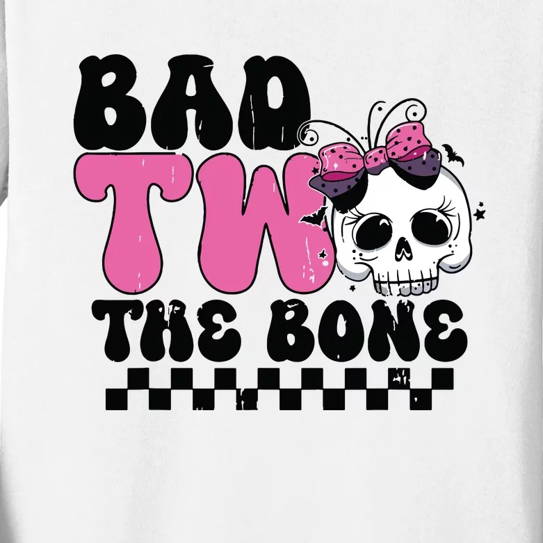 Bad Two The Bone Birthday 2nd Halloween Birthday Kids Long Sleeve Shirt