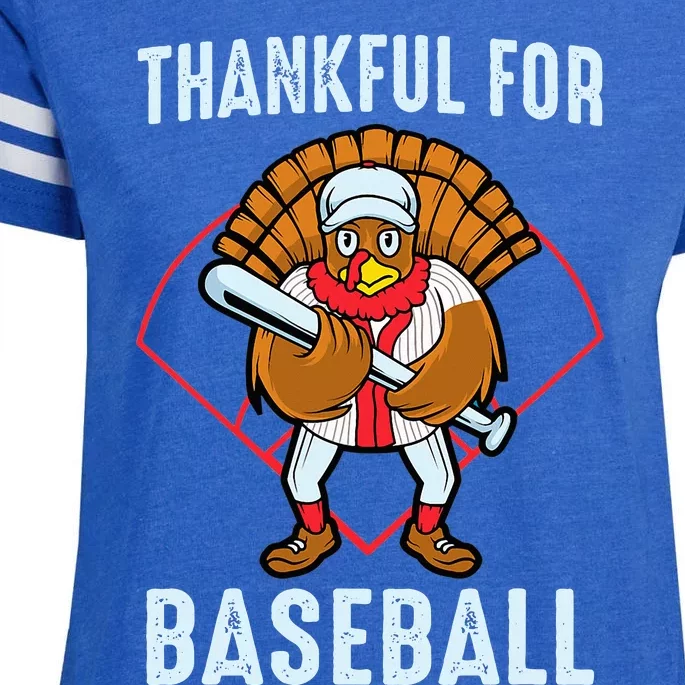 Baseball Turkey Thanksgiving Design Enza Ladies Jersey Football T-Shirt