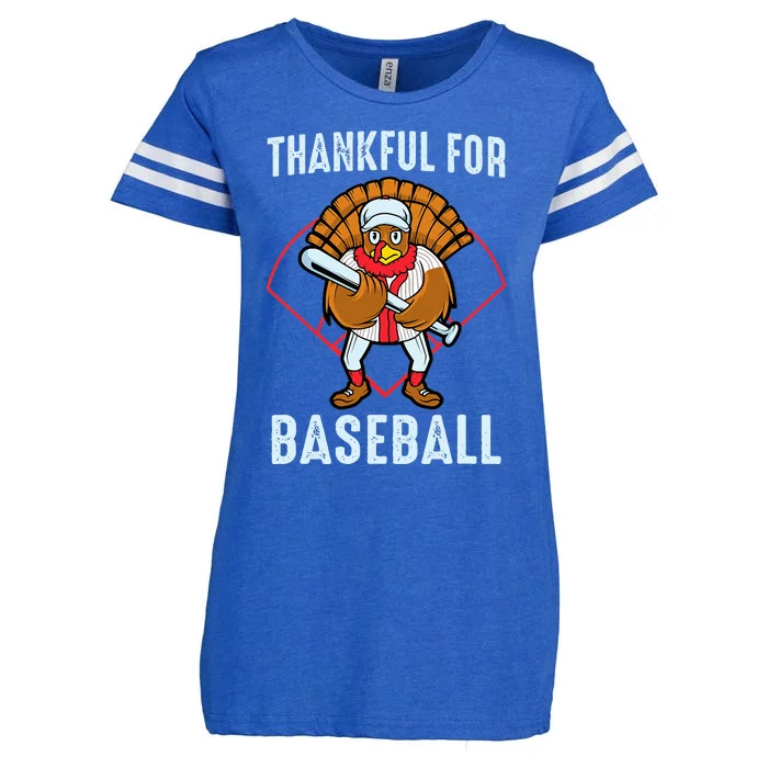 Baseball Turkey Thanksgiving Design Enza Ladies Jersey Football T-Shirt