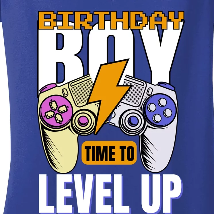 Birthday Time To Level Up Video Game Birthday Gamer Gift Women's V-Neck T-Shirt