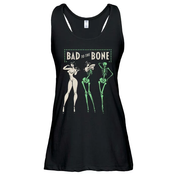 Bad To The Bone Girl Skeleton Funny Halloween Costume Ready Ladies Essential Flowy Tank