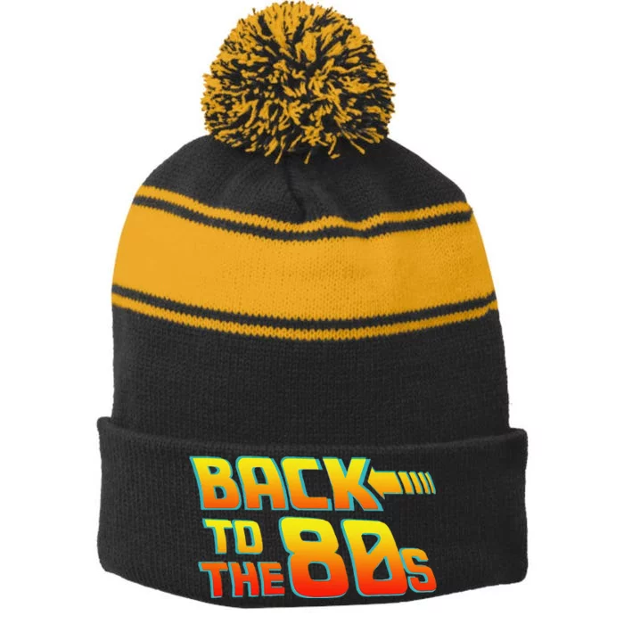 Back To The 80s Fancy Dress Party Idea Halloween Stripe Pom Pom Beanie