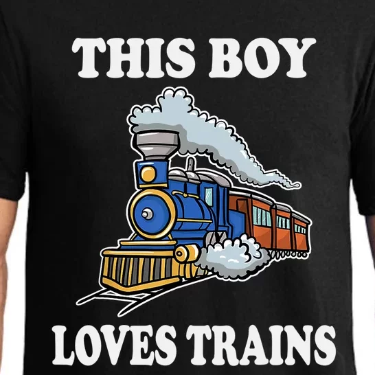 Boy Toddlers This Boy Loves Trains Wagon Lover Gifts Pajama Set