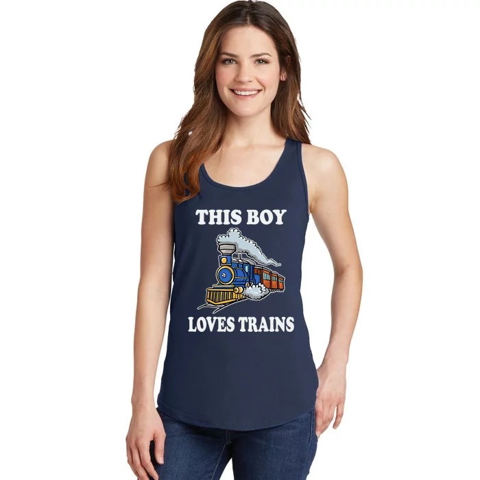 Boy Toddlers This Boy Loves Trains Wagon Lover Gifts Ladies Essential Tank