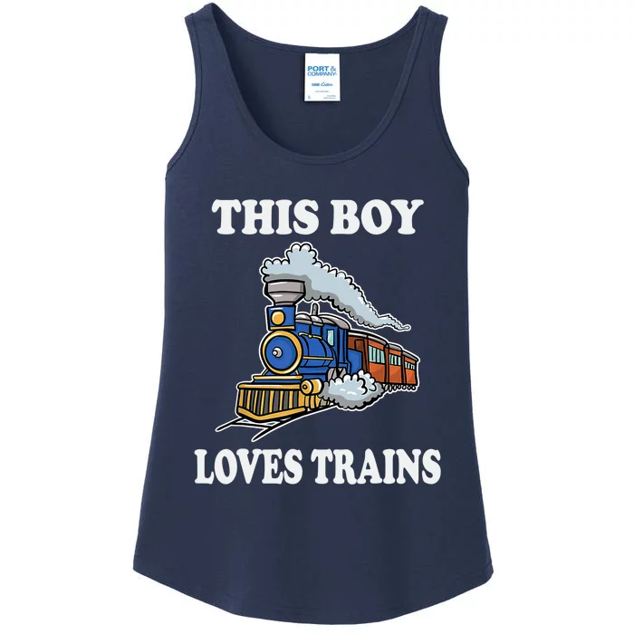 Boy Toddlers This Boy Loves Trains Wagon Lover Gifts Ladies Essential Tank