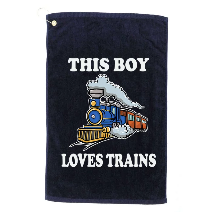 Boy Toddlers This Boy Loves Trains Wagon Lover Gifts Platinum Collection Golf Towel