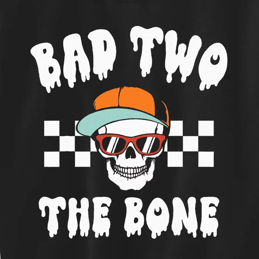 Bad To The Bone Skeleton Halloween Two Birthday Kids Sweatshirt