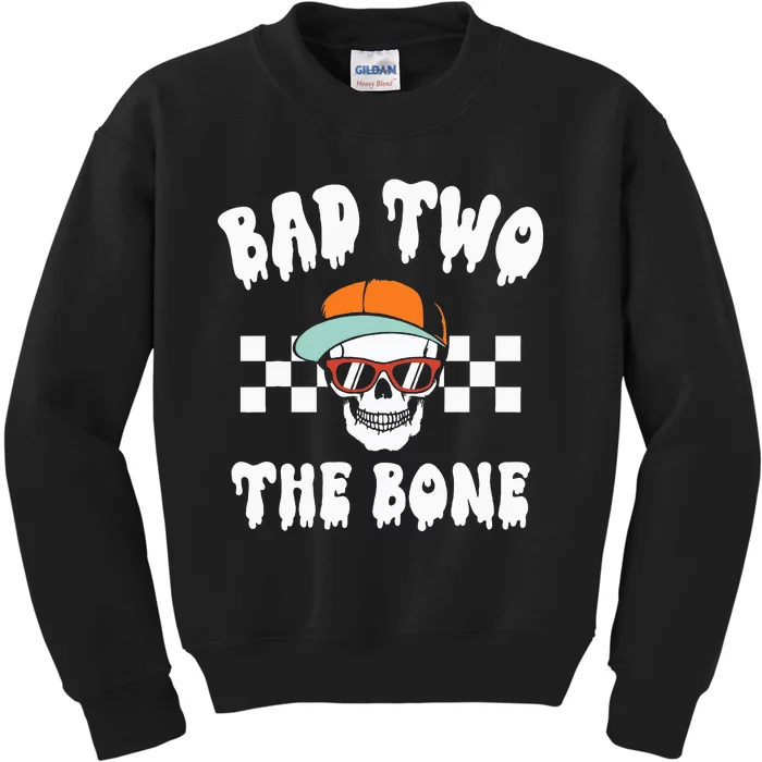 Bad To The Bone Skeleton Halloween Two Birthday Kids Sweatshirt